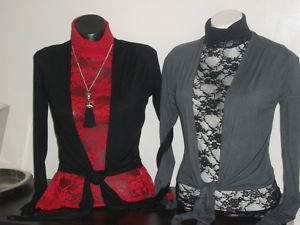 gilet &agrave; nouer marron gris t 36-38 petit 40